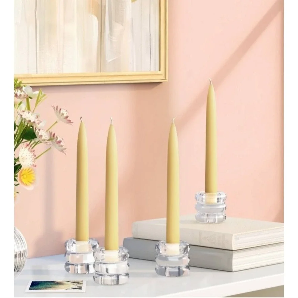 4pk Bubble Glass Taper / Tealight Candle Holder Clear - Room Essentials, NEW